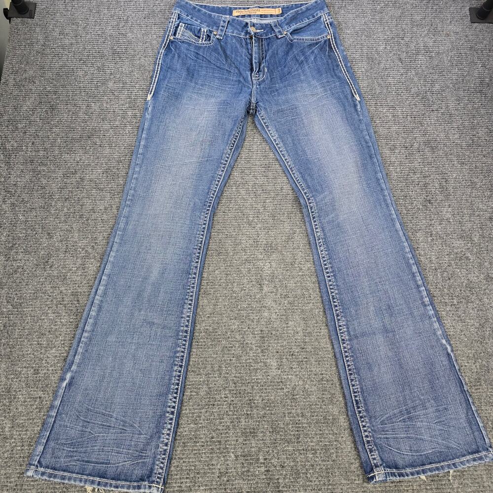Rock & Roll Cowboy Double Barrel Relaxed Bootcut Jeans Mens 34x38 Blue